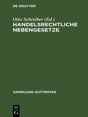 cover image of Handelsrechtliche Nebengesetze